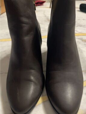 Calvin Klein Classic Women's Chocolate Brown  Leather Ankle Boots